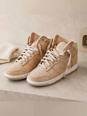 Nike Dunk High Tan Suede/White Women’s Sneakers – Street Style Cargo Look